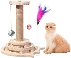 img 4 attached to 🐱 Marchul Cat Scratching Post: Interactive Sisal Toy with Hanging Ball & Spinning Balls - Perfect for Kitten Play & Scratching