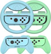 🏎️ enhance your nintendo switch racing experience with animal crossing steering wheel grip kit - 4 pack game handles compatible with joy-con controllers logo