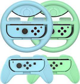 img 4 attached to 🏎️ Enhance Your Nintendo Switch Racing Experience with Animal Crossing Steering Wheel Grip Kit - 4 Pack Game Handles Compatible with Joy-Con Controllers