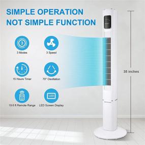 img 3 attached to 🌬️ VILLAGE Tower Fan: Bladeless Oscillation + Remote Control | Powerful, Quiet & Sleek | 3 Speeds, 3 Modes, 35 Inches | LED Display | Perfect for Bedroom, Home Office | FREE + 12-Hour Timer