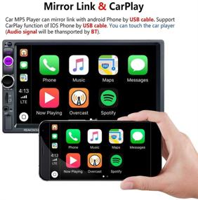 img 2 attached to 🚗 High-Quality Apple CarPlay Double Din Stereo with Android Auto - 7-Inch Touch Screen Car Radio, Bluetooth FM Receiver, Mirror Link, SD AUX USB Input - Wireless Remote Control - Includes Backup Camera & Microphone