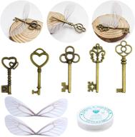 🗝️ aokbean vintage antique skeleton keys flying keys with dragonfly wings and clear fishing line - set of 50 for jewelry making, necklace, earring charms, crafts, party favor, and home decoration logo
