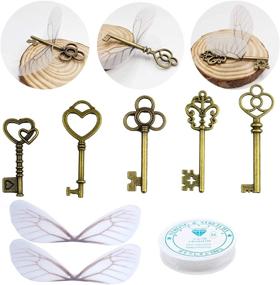 img 4 attached to 🗝️ Aokbean Vintage Antique Skeleton Keys Flying Keys With Dragonfly Wings and Clear Fishing Line - Set of 50 for Jewelry Making, Necklace, Earring Charms, Crafts, Party Favor, and Home Decoration
