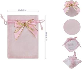 img 2 attached to 🎀 Sanrich 50pcs Sheer Organza Bags 3.9x4.7 Inches - Jewelry Bags, Candy Rose Drawstring Pouches for Weddings, Favors, Gifts, Business Display, Sachets (Pink)