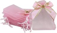 🎀 sanrich 50pcs sheer organza bags 3.9x4.7 inches - jewelry bags, candy rose drawstring pouches for weddings, favors, gifts, business display, sachets (pink) logo