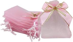 img 4 attached to 🎀 Sanrich 50pcs Sheer Organza Bags 3.9x4.7 Inches - Jewelry Bags, Candy Rose Drawstring Pouches for Weddings, Favors, Gifts, Business Display, Sachets (Pink)