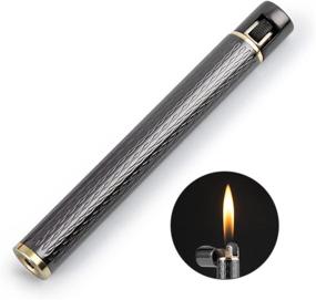 img 4 attached to Gray Cigarette Shaped Butane Lighter with Gas Refill Function, Includes 3 Spare Flint Fire Starters - Ideal for Men and Women