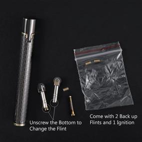 img 1 attached to Gray Cigarette Shaped Butane Lighter with Gas Refill Function, Includes 3 Spare Flint Fire Starters - Ideal for Men and Women