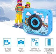 📸 hi-luck waterproof children camera toys: 1080p hd digital video camcorder for outdoor sports - ideal gift for 3-12 year old boys and girls (blue) with 8gb sd card logo