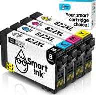 optimized smart ink remanufactured ink cartridge replacement for epson 822xl 822 xl t822xl 🖨️ - compatible with wf-3820 wf-4820 wf-4830 wf-4834 workforce pro printers (bk &amp; c/m/y, 4 combo pack) logo