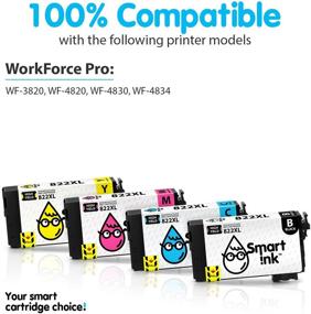 img 2 attached to Optimized Smart Ink Remanufactured Ink Cartridge Replacement for Epson 822XL 822 XL T822XL 🖨️ - Compatible with WF-3820 WF-4820 WF-4830 WF-4834 Workforce Pro Printers (BK &amp; C/M/Y, 4 Combo Pack)