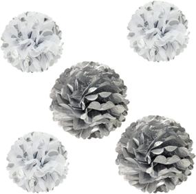 img 4 attached to 🎉 Set of 5 Silver & Polka Dots Tissue Pom Poms Party Decorations for Weddings, Birthdays, Baby Showers, and Nursery Décor - 12" & 8" Wrapables