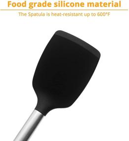 img 2 attached to 🍳 KUFUNG Stainless Steel Handle Silicone Nonstick Spatulas - Heat Resistant to 480°F - Food Grade Turner for Fish, Eggs, Pancakes, Wok - BPA Free (Black)