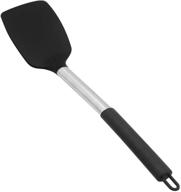 🍳 kufung stainless steel handle silicone nonstick spatulas - heat resistant to 480°f - food grade turner for fish, eggs, pancakes, wok - bpa free (black) logo