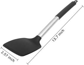 img 3 attached to 🍳 KUFUNG Stainless Steel Handle Silicone Nonstick Spatulas - Heat Resistant to 480°F - Food Grade Turner for Fish, Eggs, Pancakes, Wok - BPA Free (Black)