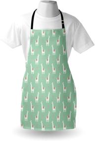 img 1 attached to 🦙 Ambesonne Llama Apron, Llama with Candy Cane Hearts Pattern on Mint Green Background, Unisex Kitchen Bib with Adjustable Neck for Cooking Gardening, Adult Size, Mint Green