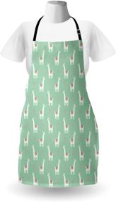 img 2 attached to 🦙 Ambesonne Llama Apron, Llama with Candy Cane Hearts Pattern on Mint Green Background, Unisex Kitchen Bib with Adjustable Neck for Cooking Gardening, Adult Size, Mint Green