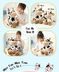 img 2 attached to 🐮 16" Cow Plush Toy: Soft & Fluffy Stuffed Animal Pillow Doll - Perfect Present for All Ages & Occasions