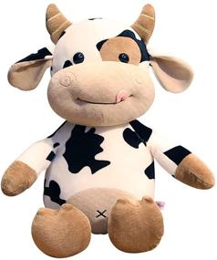 img 4 attached to 🐮 16" Cow Plush Toy: Soft & Fluffy Stuffed Animal Pillow Doll - Perfect Present for All Ages & Occasions