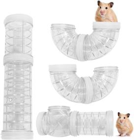 img 4 attached to 🐹 WishLotus Transparent Hamster Tubes & Adventure Pipe Set - Expand Space DIY Creative Connection Tunnel Track Rat Toy - Hamster Cage Accessories and Toys