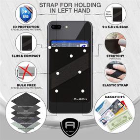 img 2 attached to 📱 Alban RFID Blocking Credit Card Holder with Finger Strap for Cell Phone Wallet - 2 Pack, Black (Left Hand)