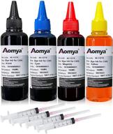 aomya ink refill kit for canon pixma printer series: pg250, cl251, pg210, pg260, cl261, cl244 - 4 color set 100ml with 4 syringes logo