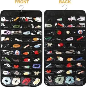 img 3 attached to 📿 Double-Sided Hanging Jewelry Organizer with 80 Pockets - Perfect for Earrings, Necklaces, Bracelets, Rings, Storage, Closet, Jewelry Hanger