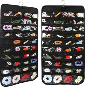 img 4 attached to 📿 Double-Sided Hanging Jewelry Organizer with 80 Pockets - Perfect for Earrings, Necklaces, Bracelets, Rings, Storage, Closet, Jewelry Hanger