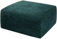 🛋️ acomopack ottoman cover: velvet stretch footstool slipcover for pet protection in teal logo