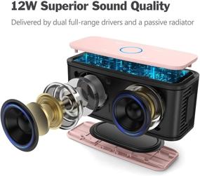 img 3 attached to 🔊 DOSS SoundBox Touch: 12 Вт звук Bluetooth динамиков HD - водонепроницаемый IPX5, 20 часов работы, громкой - светло-розовый