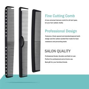 img 3 attached to 💇 Ultimate Carbon Fiber Hair Combs Set: Anti Static, Heat Resistant, 6-Pack for General Styling and Grooming - Fine & Wide Tooth, Hairdressing, Barber, Rat Tail Comb