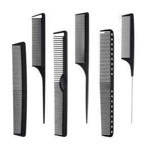 img 4 attached to 💇 Ultimate Carbon Fiber Hair Combs Set: Anti Static, Heat Resistant, 6-Pack for General Styling and Grooming - Fine & Wide Tooth, Hairdressing, Barber, Rat Tail Comb