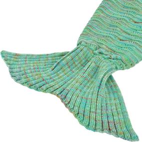 img 2 attached to 🧜 Tirrinia Adult Sherpa Mermaid Tail Blanket: Ultra-Soft Crochet, Anti-Slip Design, Perfect for Teens, Women, Girls - Green