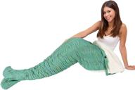 🧜 tirrinia adult sherpa mermaid tail blanket: ultra-soft crochet, anti-slip design, perfect for teens, women, girls - green logo