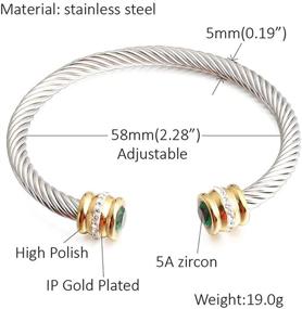 img 1 attached to 💎 Fashion-Forward Birthstone Bangle Cable Wire Bracelet for Women, Girls, and Teens - Trendy Jewelry for Christmas Gifts