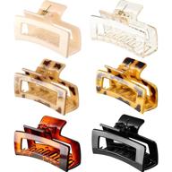 🐢 6 pieces tortoise shell hair claw clips - banana hair clips with cutout design - non-slip hair clamps for strong hold - french style hair accessories for women and girls with long hair logo