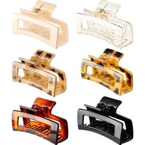 img 4 attached to 🐢 6 Pieces Tortoise Shell Hair Claw Clips - Banana Hair Clips with Cutout Design - Non-Slip Hair Clamps for Strong Hold - French Style Hair Accessories for Women and Girls with Long Hair