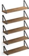 🔥 natural burned wood floating shelves by wallniture ponza - set of 5 small bookshelf for wall storage logo