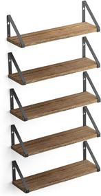 img 4 attached to 🔥 Natural Burned Wood Floating Shelves by Wallniture Ponza - Set of 5 Small Bookshelf for Wall Storage