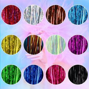 img 3 attached to 47 Inches Hair Extension Tinsel Kit: 12 Colorful Strands for Glittery 🎉 Hair Extensions - Perfect Accessory for Christmas, New Year, Halloween, and Cosplay Parties