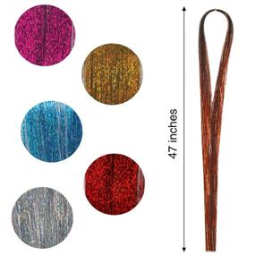 img 1 attached to 47 Inches Hair Extension Tinsel Kit: 12 Colorful Strands for Glittery 🎉 Hair Extensions - Perfect Accessory for Christmas, New Year, Halloween, and Cosplay Parties