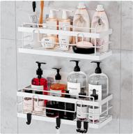 🚿 jieruicc shower caddy basket shelf: wall mounted stainless steel organizer with hooks - 2pack white logo