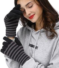 img 3 attached to 🧤 Ladies' Stylish Striped Gloves by LETHMIK: High-Quality Knitted Hand Warmers