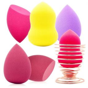 img 4 attached to Professional 6-Piece Makeup Sponge Blender Set: Beauty Foundation Sponges with Sponge Holder - Perfect Applicators for Liquid, Powder, BB Cream