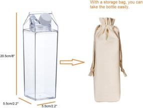 img 3 attached to Set of 2 Clear Milk Carton Water Bottles with Straws - Leakproof Plastic Portable Bottles for Outdoor Sports, Travel - 17OZ Capacity