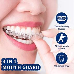 img 2 attached to Защита для зубов от скрежета - Ночные щитки для зубов от скрижетания, скрежетания во сне, бруксизма, спортивные мероприятия, лоток для отбеливания зубов - 2 размера, упаковка из 6 штук