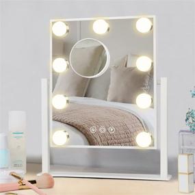 img 4 attached to Fabuday Lighted Vanity Makeup Mirror with 9 Dimmable LED Bulbs - Hollywood Cosmetic Mirror with 3 Color Lighting, Detachable 10X Magnification Mirror, White