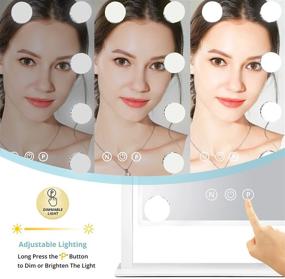 img 2 attached to Fabuday Lighted Vanity Makeup Mirror with 9 Dimmable LED Bulbs - Hollywood Cosmetic Mirror with 3 Color Lighting, Detachable 10X Magnification Mirror, White