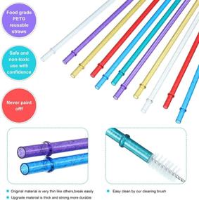 img 2 attached to 🥤 48-Pack of BPA-Free 11-Inch Reusable Plastic Straws in Glittery Colors for 40/30/24 oz Jars and Tumblers - Includes Cleaning Brush for Easy Maintenance (Gold, Dark Blue, Purple, Red, White, Green)