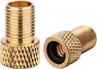 bike presta valve adapter - brass material | convert presta to schrader, french/uk to us | tire inflate connector | mtb, mountain bike, road bike compatibility | 5 pack logo